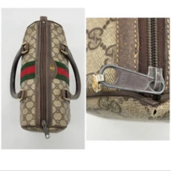 Auth Gucci GG Supreme Sherry Line
PVC Brown Mini Boston Bag - Picture 10 of 16